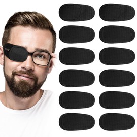 12Pcs Eye Patches Comfortable Left or Right Single Professional Medical One Eye Cover Reusable Black Soft Single Eye Patches for Eyeglass Treat Lazy Amblyopia Strabismus Adult Girl Boy (2)