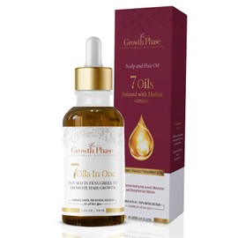 The Growth Phase Hair Oil Serum - 100% Natural with Castor, Onion, Fenugreek, Amla Oils and Caffeine - Best Hair Loss Solution for Fast Hair Growth and Thickness Boost - Beard & Edge Growth