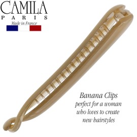 Camila Paris CP3247 French Hair Banana Clincher Clip, Classic Girls Updo Flexible Ponytail Holder, Non Slip Interlocking Banana Comb, Fashion Durable Styling Hair Accessories for Women, Made in France