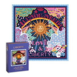 Galison Liberty All You Need is Love – 500 Piece Book Puzzle with Iconic Colorful Liberty Thorpe Print Artwork Packaged in Magnetic Keepsake Book Sized Box