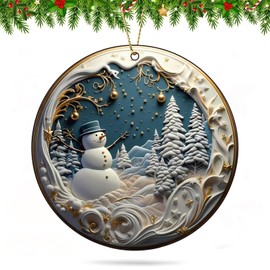 Snowman Christmas Ornaments 2025, 2D Acrylic Xmas Hanging Ornaments for Christmas Tree Decorations, End of The Year Gifts Snoman Decor for Stocking Stuffers Gifts for Tree Decoration