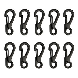 TEMLUM Carabiner, Small, Mini Shape, Set of 10, Mini Carabiner, Carabiner Snap, Key Holder, Accessories, Keys, Camping, Hiking, Black