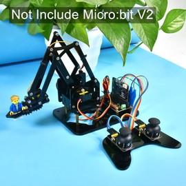 KEYESTUDIO BBC Micro:bit 4-DOF Robot Arm Kit (Exclude Microbit V2), STEM Education Kit with MakeCode/Python Coding for Programming Learning of Teenagers
