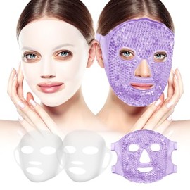 my novel things Mascarilla de Hielo Y 2 Paquetes de Mascarilla de Silicona, Compresa Fría Reutilizable para El Cuidado de La Piel para Mujeres, Alivia La Hinchazón Y Es Esencial para Spa de Belleza.