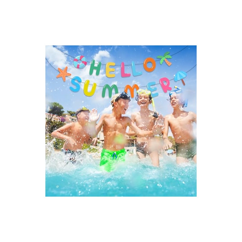 Cartel de "Hello Summer", decoraciones de fiesta de verano