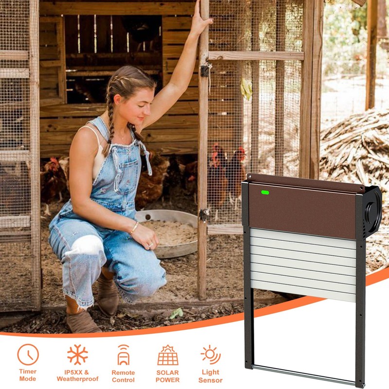 Automatic Chicken Coop Door Solar Powered - Opener Aluminum Auto