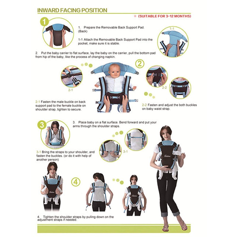 CdyBox Adjustable 4 Positions Baby Carrier 3D Backpack Infant Newborn