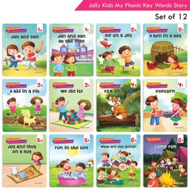 Jolly Kids My Phonic Key Words Stories For Kids (Set of 12) | Sight Words and Sentences | Phonics Building | Vowels Sounds | Letter Sounds | English Language Teaching (ELT) | Phonics Books
