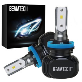 BEAMTECH H11 Bulbs, S1 Series H8 H9 Fanlsess 300% Brighter 6500K White Fog Light, 2 Bulbs