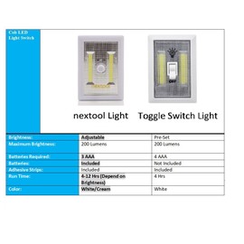 nextool Battery Operated Adjustable Brightness LED Night Lights, 200 Lumen Cordless COB LED Light Switch, Wall Wireless Mount Under Cabinet, Tap Light, Shelf, Closet, Garage, 4-Pack, Cream Color