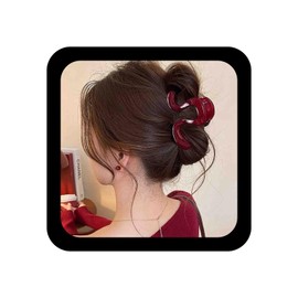 Iaceble Boho Acrylic Red Irregular Hair Clip Resin Red Wave Claw Clip Irregular Wave Hair Claw Clips Resin Geometric Thick Claws Clips Jewelry for Women
