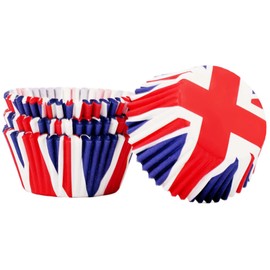 Red White Blue Union Jack Cupcake Cases,100Pcs Mini Kings Coronation Baking Cups,Small Paper Muffin Cups Cupcake Liners Muffin Cases for King Charles Coronation Decorations,Union Jack Party Supplies