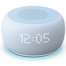 Buffbee Pro 2nd Gen – Upgraded to Rechargeable Battery | 3-in-1 Portable White Noise Sound Machine, Alarm Clock & Bluetooth Speaker for Sleep, Travel & Bedroom (Cloud Blue)