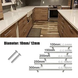 10 x Brushed Steel T Bar Handles Kitchen Cupboard Cabinet Door Knob Furniture Drawer Pulls Knob-10 * 160 * 250mm