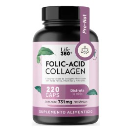 Colágeno Ácido Fólico Life360+ Folic Acid Collagen 220 Caps Sabor Sin sabor