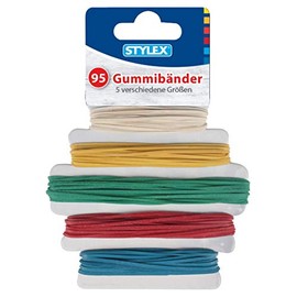 Stylex 31321-3 Rubber Bands Set of 3 x 95 Pieces in 5 Different Colours with Diameters 90 mm, 120 mm, 130 mm, 150 mm and 180 mm