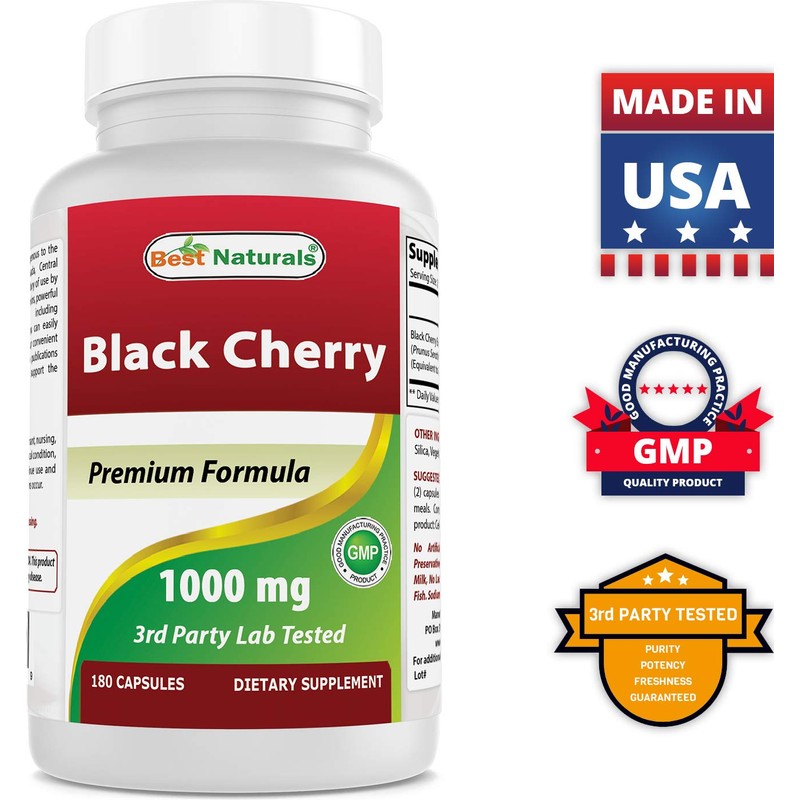 Best Naturals Black Cherry 1000 Mg Capsule, 180 Count