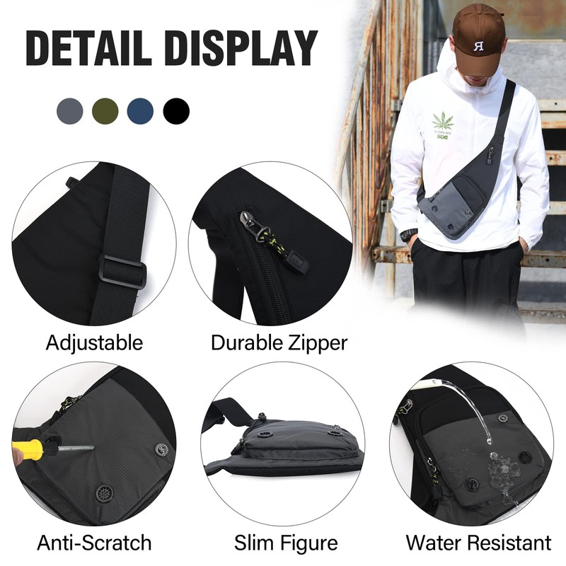Peicees Sling Bag for Men Women Shoulder Bag Sling Backpack