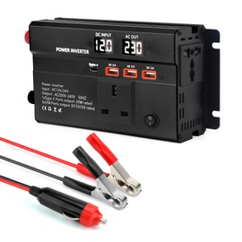 WODHMIEY 600W Car Power Inverter 12V/24V to 230V Vehicle Voltage Converter with 2 Sockets, 3 USB, 1 Type-C, Dual LED Display, Ideal for Camping, Travel, Motorhomes, Lorries & Emergency Power Supply