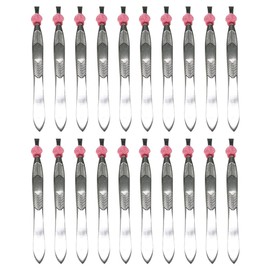 Lurrose 24pcs Flat Tip Tweezers Silver Stainless Steel Eyebrow Tweezer Hair Plucker for Hair and Eyebrows