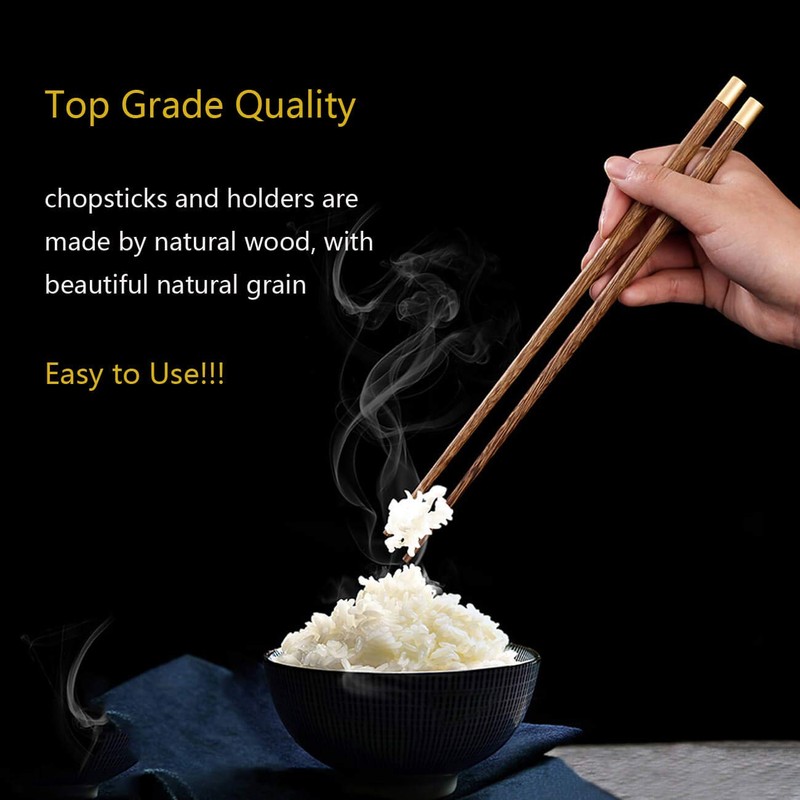 Wooden Chopsticks Reusable with Case, Chinese Chop Sticks Set with