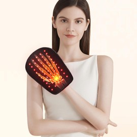 Hottoerak Red Light Gloves, 3 in 1 Chip Hand Red LED Light, 660nm & 850nm Infrared Light Gloves with Timer for Fingers, Wrists (Black)