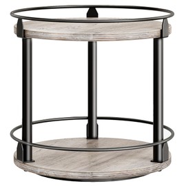 YATINEY Lazy Susan Organizer, Rotating Spice Rack, 2 Tier Spice Turntable Organizer, Industrial Turntable Spice Holder, for Kitchen Countertop and Cabinet, Compact and Versatile, Greige SR22BG