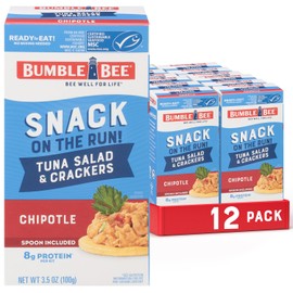 Bumble Bee Snack On The Run Chipotle Tuna Salad with Crackers Kit (Pack of 12) - Ready to Eat Protein Snack Pack - 8g Protein per Box - Wild Caught MSC Certified Tuna