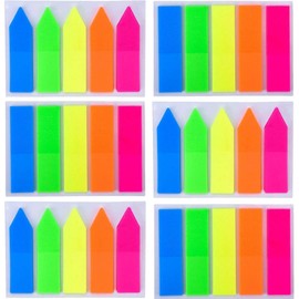 Onwon 600 Pieces Self-Adhesive Page Markers Neon Colored Index Tabs, Self-Stick Note Pads Neon Flag Sticky Notes, The Translucent Adhesive Part Won't Cover Up Any Information