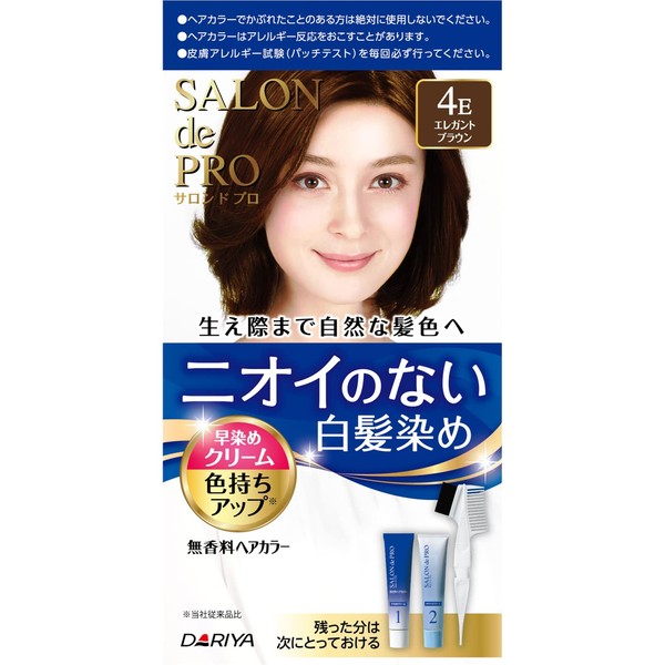 Salon de Pro unscented Hair Color Quick-Dyed Cream for Gray Hair 4E Elegant Brown Dariya