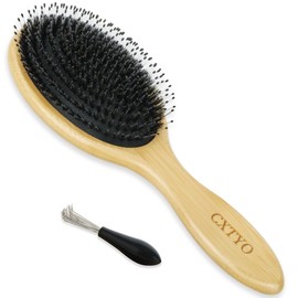 CXTYO bamboo Hair Brush, Boar and Nylon Bristle Brush for Women Mens, Paddle Brush Curly Hair Brush for Thick Hair and Anti Static Detangling Best Paddle Brush for Reducing Hair Breakage