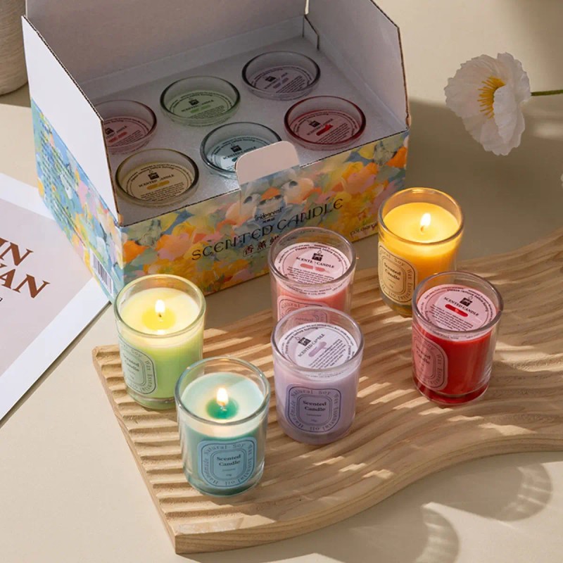 6pcs Velas Aromaticas De Soya Para Decorativas Con Caja