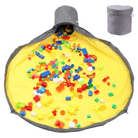 Block Storage Mat, Toy Storage Bag, Toy Blocks, Storage Mat, Daily Accessories, Washable, Convenient for Going Out, Multipurpose, Easy to Clean, Super Large, Birthday Gift, Children's Clean Up, Dark Gray, 4.9 ft (1.5 m)