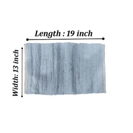 Perilla Home Natural Chindi Jute Placemats Set of 4 Vintage Boho 13x19 Inch Grey Rectangle Table Mats for Kitchen Dining Room Home Decor Banquets Family Gathering Rustic Cotton Stripe Washable Mat