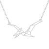 MANZHEN Origami Dinosaur Animal Dragon Pendant Necklace (silver)
