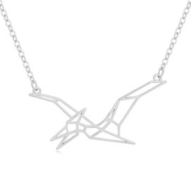 MANZHEN Origami Dinosaur Animal Dragon Pendant Necklace (silver)