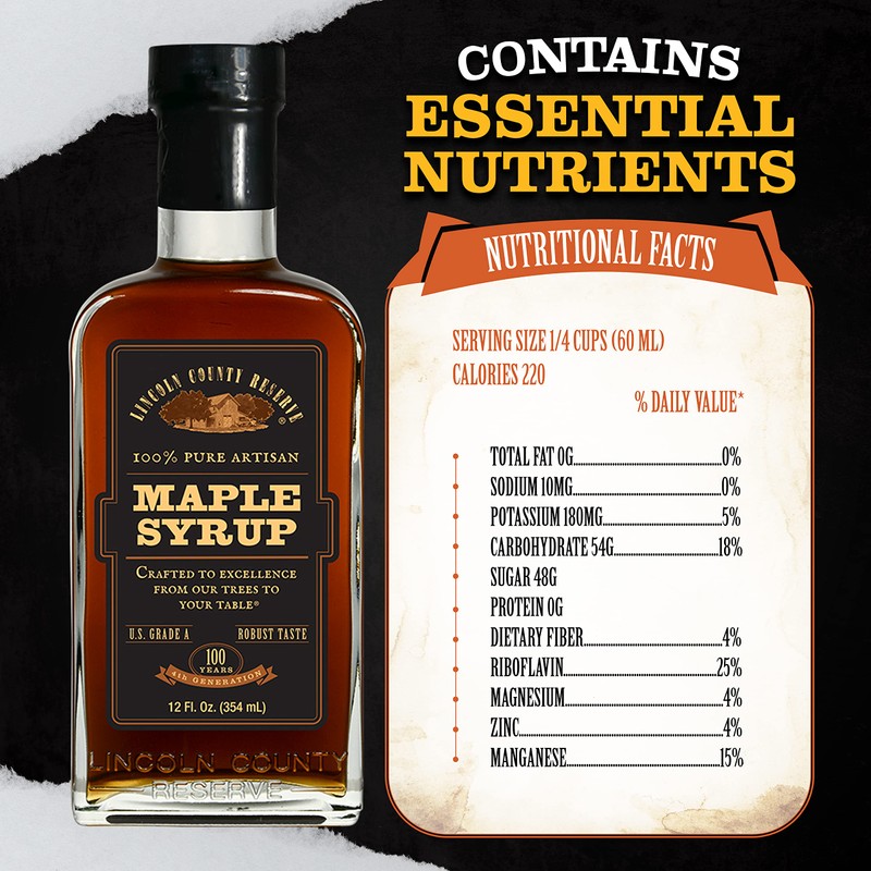 Lincoln County Reserve 100% Pure Maple Syrup with Robust Taste,