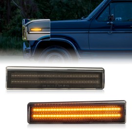 LED Front Side Marker Lights for 1980-1986 Ford Bronco F150 F250 F350 Pickup Truck SUV Bumper Signal Lamp with Smoked Lens, Amber Lighting