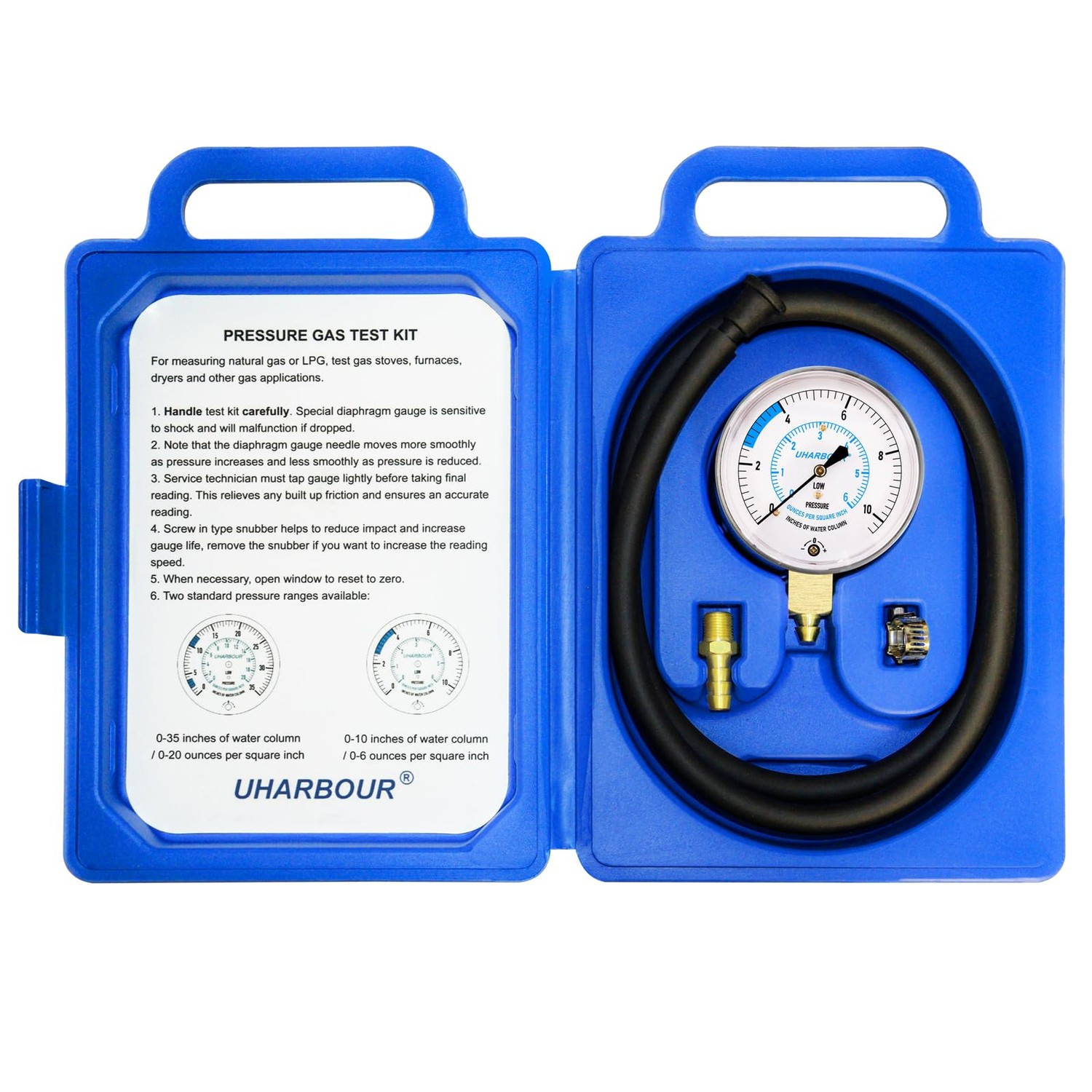 UHARBOUR Manometer Gas Pressure Tester, Manometer LP Gas Pressure ...