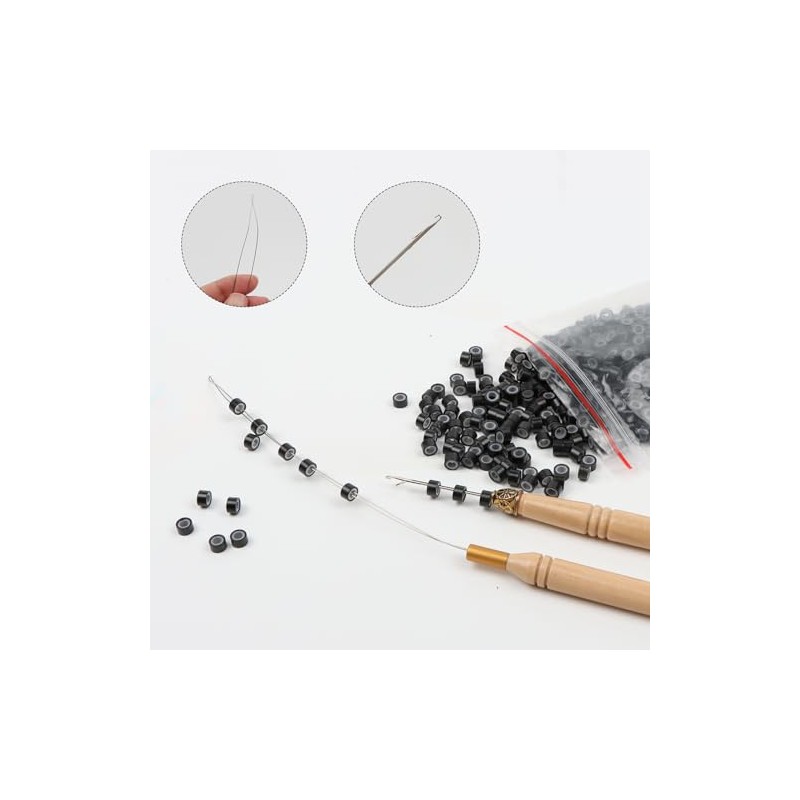 Hair Extension Tools Kit, 500Pcs 5mm Hair Extension Beads, Pliers