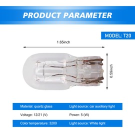 MLY 10 PCS T20 1891/7443 Super Bright Brake Light Bulb, 12V 21/5W Double-Wire Waterproof DRL Indicator bulb, Replacement for Tail Light Bulb and Turn Signal Bulb, Universal for Most Models (White)
