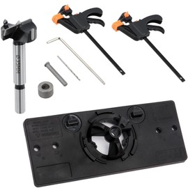 MBLNBVN Kit de Plantilla de Bisagra Oculta de 35 Mm, Plantilla para bisagras ocultas Con 2 clips F, Herramientas de Guía de Perforación Oculta adecuado para armarios, vitrinas(Negro)