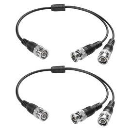 YACSEJAO 2 x BNC Splitter Cable 2 in 1 BNC Male to Dual BNC Male Coaxial Adapter Cable for CCTV System, Radio, Modem, Camera, 40 cm