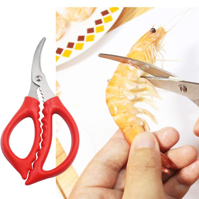 Luckkyme 4 Pack Kitchen seafood scissors Fish Scissors Crab Scissors