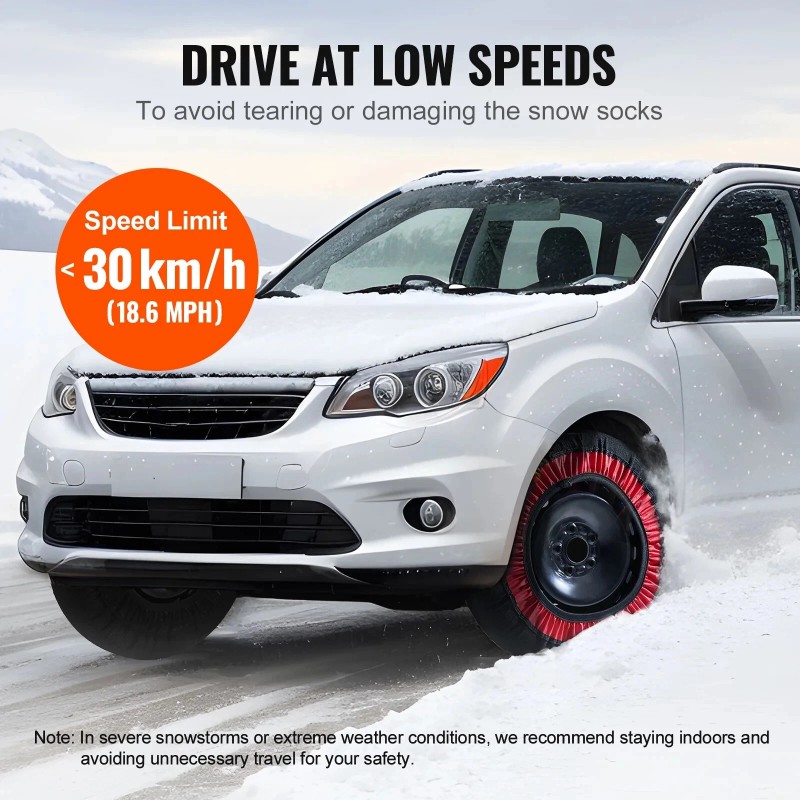KFFKFF Automotive Snow Socks for Tires, Winter Traction Covers for