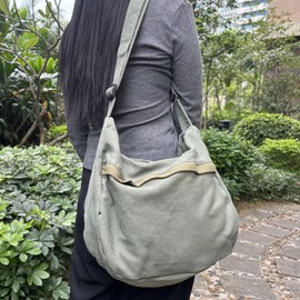 Canvas Casual Messenger Bag Hobo Crossbody Bag Canvas Shouder Tote Handbag for Women and Men, 565/L-Green