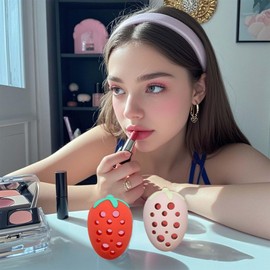 2Pcs Silicone Strawberry Makeup Sponge Holder - Reusable Travel Accessory for Makeup Sponges, Cases, and Skincare Organizers