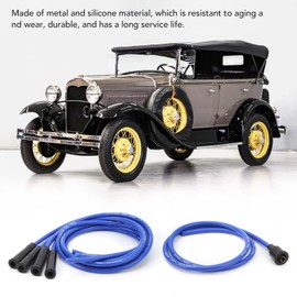 DAUERHAFT Spark Plug Wire, Rugged 8mm Diameter Ignition Spark Plug Wire Set for 4 Cylinder Classic Cars (Blue)