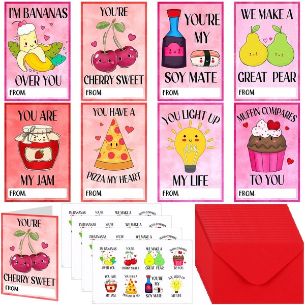 Geyoga 32 Sets Valentine's Day Cards with Envelopes and Stickers