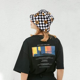 Malaxlx Trendy Checkered Sunflower Print Bucket Hat Beach Sun Hat Casual Fishing Hat for Women Men Teens Girls